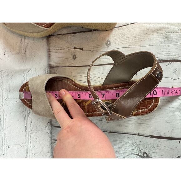 SAM EDELMAN Dimitree espadrille gray brown suede leather wedge sandals 9.5M - Picture 11 of 14